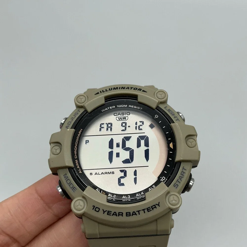 Casio 3502 AE-1500WH Mens Watch 51mm Digital Tan Case 100M WR Illuminator